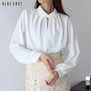 Button Shirt/Blouse Shirtwaist Plain Color Pearl Button Long Sleeves Tops