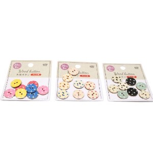 Material Wooden Buttons M Polka Dot 3-colors