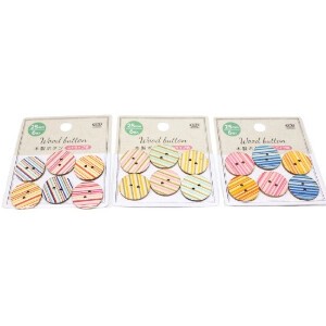 Material Wooden Stripe Buttons M 3-colors