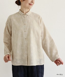 Button Shirt/Blouse Lace Blouse Cotton Linen Made in Japan