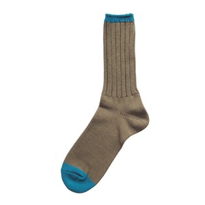 Crew Socks Bicolor Plain Color Rib Socks Unisex Men's 25 ~ 28cm Made in Japan