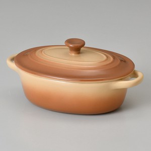 Sha・La・La20オーバルキャセロール茶　　【中国製　陶器　オーブン使用可能】
