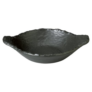 超耐熱黒釉22cm変形浅鍋　　【日本製　陶器　直火可能】