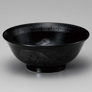 黒釉銀竜紋6.3高台丼　　【日本製　磁器】