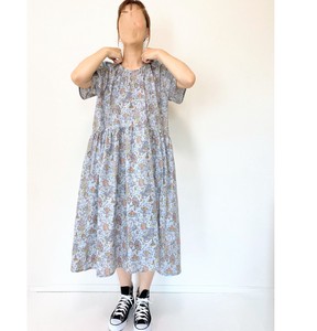 【handmade】Summer Amusement Park Short Sleeve Raglan Dress  Cotton sax blue
