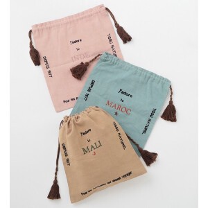 ヴォヤージュシリーズ刺繍巾着（3カラー） M26-2175