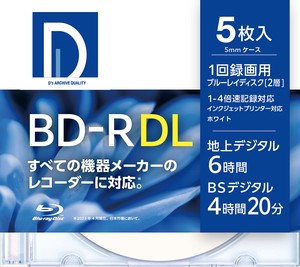 D’s QUALITY 録画用BD-R DL [5枚 /50GB /インクジェットプリンター対応]BR50DP.5S