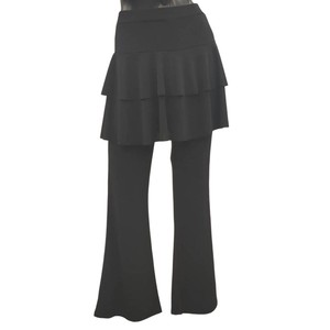【定番ステージ衣装】普段使いにも〇　2段フレアスカート付きパンツ　黒　オールシーズン　フリーサイズ