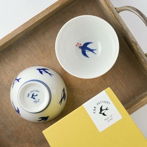 Mino ware Rice Bowl M [Boxed Gift] Swallows Chirping Set of 2 Made in Japan