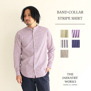 Button Shirt Long Sleeves Stripe Men's Made in Japan