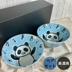 Mino ware Donburi Bowl Gift Set Panda Made in Japan