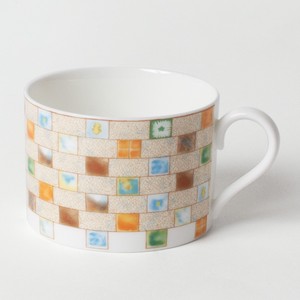 Dual-Use Cup 200cc Coffee Tea Tile Colorful Dishwasher Safe Made in Japan