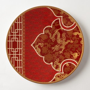[NIKKO/NOVEL DRAGON] 丸皿27cm メイン皿 龍 牡丹 雲文 華やか 食洗器対応 陶磁器 日本製