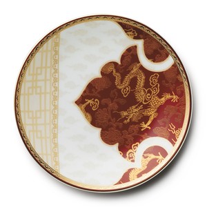Round Dish 16.5cm Side Plate Dragon Peony Cloud Gorgeous Dishwasher Safe Made in Japan