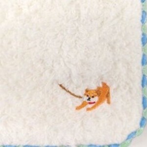 【日本製】イヤイヤシバタサンワンポイント刺繍タオル　（しばたさん）犬