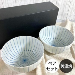 Mino ware Donburi Bowl Gift Set Stripe Made in Japan