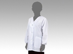 調理衣 1-011 女子白衣(襟なし･長袖ゴム入)L ニワ