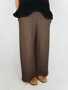 Full-Length Pant Jacquard Check Shirring Wide Pants Autumn/Winter 2023