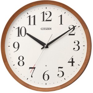 CITIZEN 置き 時計･掛け 時計 茶 電波 アナログ M535 連続秒針 丸型 木