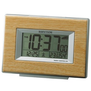 RHYTHM 目覚まし時計 電波デジタル フィットウェーブD174 温度 ･ 湿度 カレンダー 付き