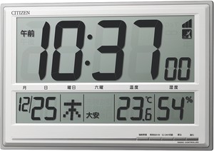 CITIZEN 電波 見やすい 大画面 デジタル 置き掛け兼用 温度 湿度 カレンダー 六曜 表示