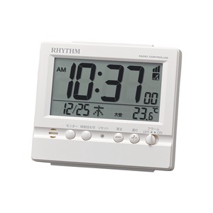 RHYTHM 置き 時計 電波 目覚まし時計 アラーム 温度 湿度 カレンダー