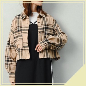Pre-order Button Shirt/Blouse Yarn-dyed Checked Pattern Short Length