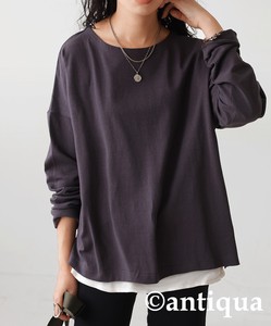 Antiqua T-shirt Plain Color Long Sleeves Long T-shirt Tops Ladies' Autumn/Winter
