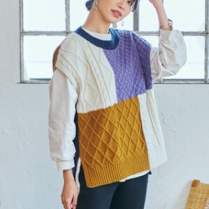Vest/Gilet Color Palette Bicolor Mohair Sweater Vest Switching Autumn/Winter
