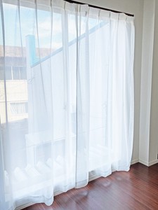 〈受注生産〉日本製 巾150cm (2枚組) 程よい透け感の ホワイト ミラーレースカーテン