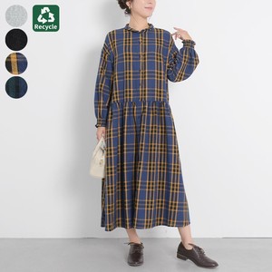 Casual Dress Waist Gathered Sleeves One-piece Dress Switching