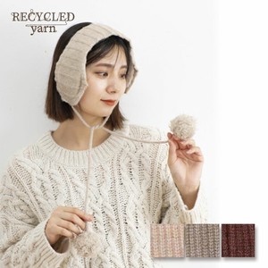 ≪在庫処分SALE≫ボンボン付きイヤーマフ リサイクルヤーン RECYCLED yarn