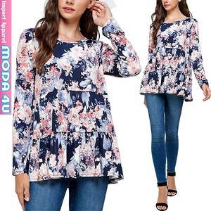 T-shirt Floral Pattern Tops Switching