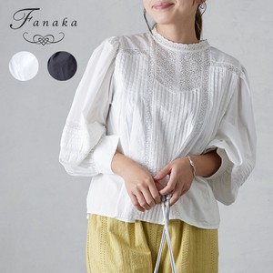 Button Shirt/Blouse Leaver Lace Fanaka Puff Sleeve