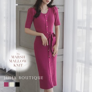 Casual Dress Design Buttons Knit Dress One-piece Dress