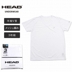 HEAD ヘッド メンズ 半袖 Tシャツ Vネック インナー 無地 メッシュ 3枚組