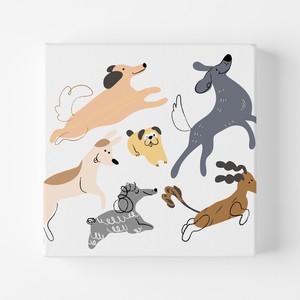 正方形キャンバスパネル 【Cute Dogs 01】　北欧インテリア アートパネル ペット愛犬