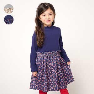 Kids' Casual Dress Floral Pattern High-Neck Tops One-piece Dress M Switching