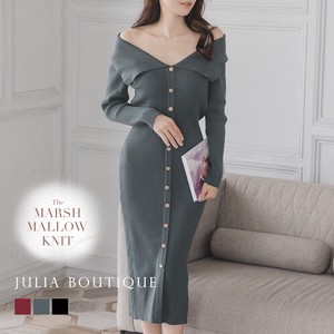 Casual Dress Knit Dress One-piece Dress Buttoned