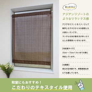 小窓レースカーテン 22168 ブラウン 約巾70cm×丈90cm パナマ風 共生地タッセル付き 日本製