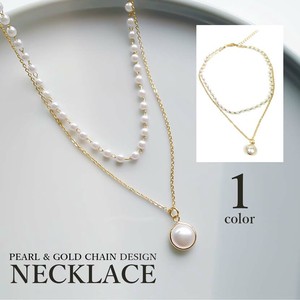 Gold Chain Pearl Necklace Pendant Ladies