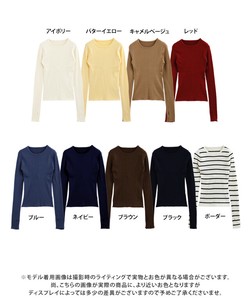 Sweater/Knitwear Crew Neck Knitted Tops Rib Ladies'