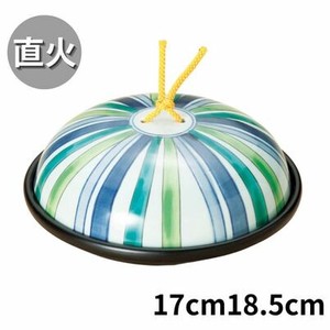陶板鍋十草模様(蓋強化)　18.5cm17cm 日本製