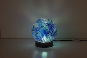 【2023秋冬新作】モザイクLEDランプボール型（無段階調光）　オーロラコバルトブルー　21380