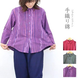 Button Shirt/Blouse Cotton Front Opening Short Length