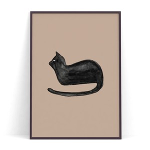 アートポスター【 憮然とした横向き黒猫 】 B3　A2　B2　A1　30×40　40×50　50×70　60×90 北欧