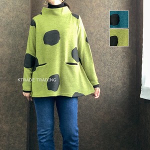 Sweater/Knitwear Brushing Fabric Pullover High-Neck A-Line