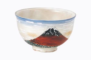 Kyo/Kiyomizu ware Japanese Teacup Matcha Bowl Red-fuji Made in Japan