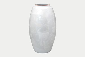陶彩「白銀」釉裏銀彩　花瓶（なつめ）　【日本製 九谷焼 花瓶 贈り物におすすめ】