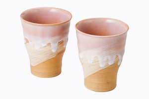椿秀窯　萩の雫　フリーカップペア　【日本製　萩焼　ペアフリーカップ】